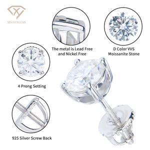 Fine Jewelry 925 <b>Sterling</b> <b>Silver</b> <b>Stud</b> <b>Earrings</b> D-Color VVS Moissanite Diamond Stylish Trendy Design for Anniversary Class Design - Product Image 2