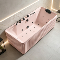 Baignoire autoportante en pierre artificielle avec surface à motif marbré, baignoire de massage spa, plusieurs couleurs