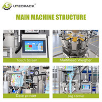 Machine d'emballage automatique de granulés avec peseuse multi-têtes, système d'emballage VFFS à double sachet pour graines, noix, snacks, haricots, céréales, bonbons