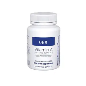 Cápsula de vitamina A de fábrica avanzada OEM de gran venta, compatible con la función inmune de la salud celular y suplementos dietéticos de visión saludable