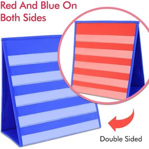 Pizarra de bolsillo de doble cara para mesa, con soporte, para uso en aulas escolares, de poliéster azul, para niños de 6 a 8 años - Product Image 3