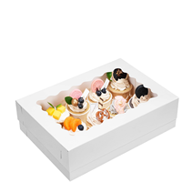Moretoes 20 boîtes rigides rectangulaires blanches réutilisables 14x10x4 pouces avec fenêtre pour gâteaux, pâtisseries, donuts, cupcakes, Fête des Mères