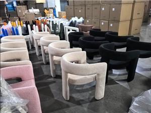 Modern Sherpa <strong>Bucket</strong> Dining <strong>Chair</strong> with Artificial Fur Upholstery for Kitchen &amp; Living Room White or Reception Use - Product Image 2