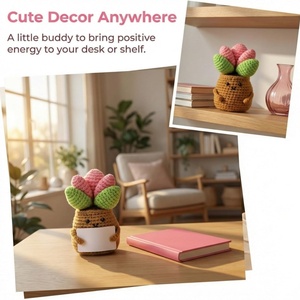 Pianta di Peluche all'Uncinetto per Supporto Emotivo, Succulenta all'Uncinetto con Biglietto di Messaggio Positivo per Decorazione Scrivania, Regalo di Compleanno, Regalo di Ringraziamento - Product Image 4