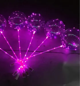 Birthday Party Balloons Clear Led Balloons Light Up With Sticks Transparent Round Bubble Bobo Ballons Party Wedding Decoration With Led Lights