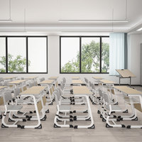 Ensemble bureau et chaise scolaire individuels modernes et confortables avec cloison frontale pour salle de classe - Vente en gros