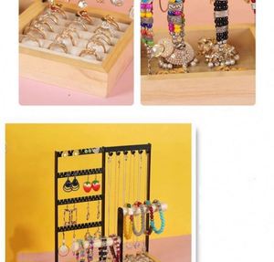 Multifunctional Detachable Wooden Bottom Jewelry Rack Earrings Necklaces <b>Rings</b> Bracelets <b>Watches</b> Women's Accessory Storage Brand - Product Image 6