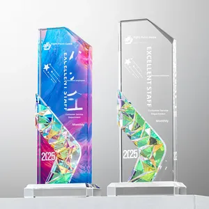 2025年创意彩色雕刻凸版印刷水晶奖杯，适合高端优雅运动和游戏 - Product Image 4