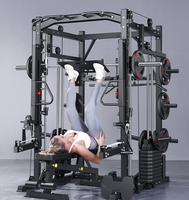 Station de musculation multifonction unisexe Smith Machine Cable Crossover pour haltérophilie musculation entraînement sportif