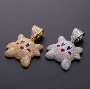 Jialin de ins caliente hiphop helado lleno de diamantes Japón lindo animación <span class=keywords><strong>Kirby</strong></span> sueño <span class=keywords><strong>tierra</strong></span> colgante collar - Product Image 4