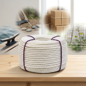 Cordon en polyester blanc torsadé, haute ténacité, construction en fibre, robuste, léger, durable, pour usage marin, extérieur et industriel - Product Image 1