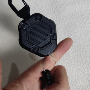Factory wholesale black steel wire rope fishing carabiner <b>clips</b>, printable logo heavy-duty badge <b>clips</b>, easy-pull backpack - Product Image 3