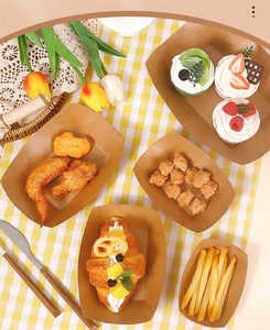 Plateaux à biscuits jetables en papier kraft carré de haute qualité, écologiques, à prix abordable, pour la restauration, lot de 50 paniers de service pour fêtes - Product Image 3
