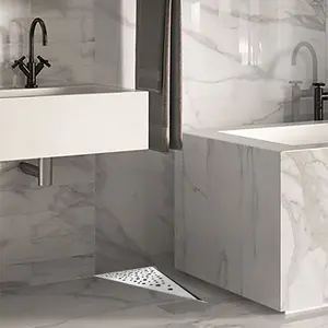 Desagüe de suelo triangular de acero inoxidable SUS304 antiolor moderno, desagüe de esquina de <span class=keywords><strong>ducha</strong></span> triangular con sifón para baños - Product Image 1