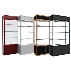 ארון תצוגה מודרני ממתכת עם תאורת לד ומדפי אחסון, ידידותי לסביבה ועומד באופן עצמאי לחנויות ותערוכות - Product Image 5