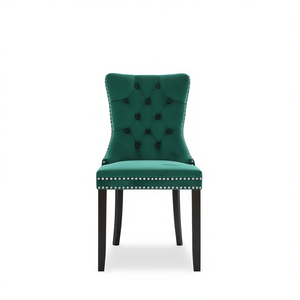 Chaise de salle à manger moderne en velours rembourrée de la collection Db Nikki, pieds en bois massif, garniture cloutée, modèle D0100H7FJ6T - Product Image 1