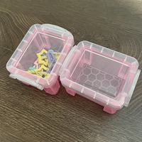 Mini boîte de rangement de couleur bonbon boîte de verrouillage en plastique Transparent Table cosmétique boucles d'oreilles bijoux organisateur étui bricolage Collection de cartes