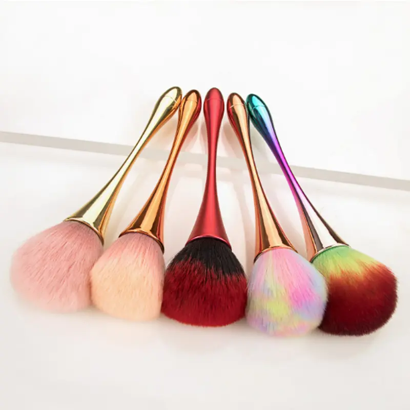 Soft Fluffy Plastic handle pink red gold Large Makeup Brushes Multi Functional Rose Gold Nail Manicure Brushes