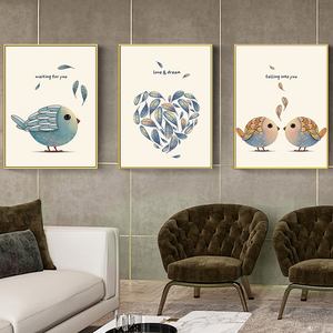 Dessin animé <span class=keywords><strong>oiseaux</strong></span> <span class=keywords><strong>plumes</strong></span> toile imprimé <span class=keywords><strong>peinture</strong></span> maison chambre <span class=keywords><strong>d</strong></span>'enfants image Art <span class=keywords><strong>d</strong></span>écor <span class=keywords><strong>peinture</strong></span> à l'huile <span class=keywords><strong>sur</strong></span> toile affiches et imprimés Art Pict - Product Image 4