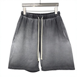 Shorts Bermuda en Coton Gris Uni pour Homme, Taille Élastique avec Cordon de Serrage, Poches, Coupe Décontractée, Taille Mi-Haute, Respirant, Style Urbain - Product Image 1