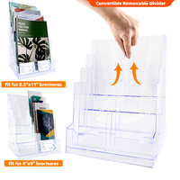 Porte-brochures 8.5*11, support de carte de catalogue de produits en plastique, présentoir publicitaire A4 à 4 niveaux avec K-454 de carte de visite commerciale