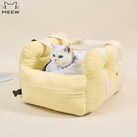 Siège de voiture pour chien en velours côtelé réglable et pliable, lit de transport portable pour animaux de compagnie, siège rehausseur doux et chaud avec boutons et sangles de transport pour petits chiens