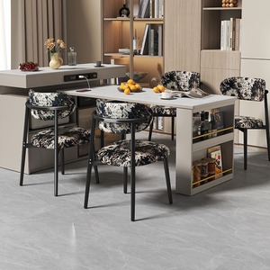 Floral Fabric Dining Chair Upholstered <b>Backrest</b> Modern Design For Living Room And Dining Area - Product Image 3