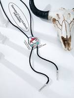 Collier Bolo WesternTill en alliage de zinc avec tête de taureau, turquoise et argent, style Rodeo du Sud-Ouest, pour femme, avec breloque taureau, idéal pour les cowgirls
