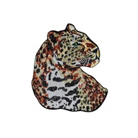 Badge brodé tête d'animal léopard de luxe avec sequins, applique guépard scintillante thermocollante pour veste en jean, sweat à capuche, décoration dorsale