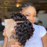 Perruque Coupe Pixie Cheveux Naturels Bouclés Courte Bob Perruque Complète en Dentelle Noeuds Blanchis Lace Frontale 13x4 Perruque Pixie Avec Baby Hair