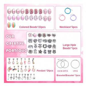 Kit de fabrication de bijoux DIY en gros, 76 pièces, fournitures pour bracelets en vrac avec perles en acier inoxydable, breloques tendance, livraison gratuite dans le monde entier - Product Image 2