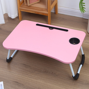 ベッドデスクカードスロット付き折り畳み式ポータブルMdfウッドホームオフィスベッドコンピュータラップトップトレイデスクテーブル - Product Image 3