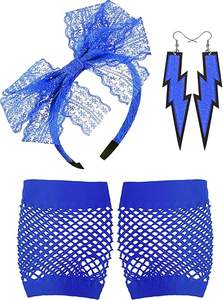1980s Costume Accessories for Women Lace <strong>Headband</strong> Neon Earrings Fishnet Gloves for <strong>80s</strong> Retro Party Halloween - Product Image 5