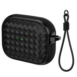 Funda Protectora de Silicona de Lujo con Patrón Tejido a Prueba de Golpes para <span class=keywords><strong>AirPods</strong></span> Pro 2 <span class=keywords><strong>3</strong></span> 4 con Cordón y Anillo Metálico de Mosquetón al por Mayor - Product Image 1