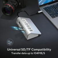 Hub USB-C haute vitesse 9-en-1 avec USB-C 3.0 + HDTV + PD 100W + 2 ports USB 3.0 + 2 ports USB 2.0 + lecteur de carte SD/TF, hub USB Type-C pour ordinateur portable