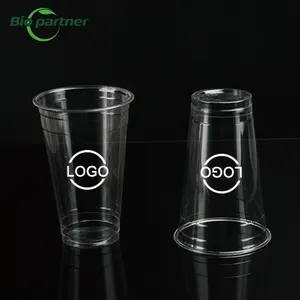 Taza de policarbonato PLA Taza fría Biodegradable Plástico transparente Desechable Bebida Taza para beber