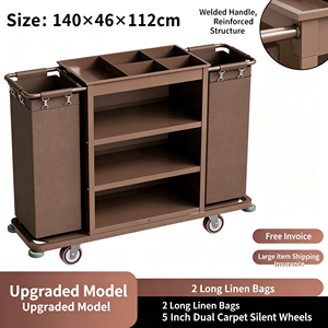 Carro de Limpieza Comercial Resistente con Cubos Desmontables, Soporte para Residuos y Estantes de Almacenamiento, Silencioso - Product Image 2