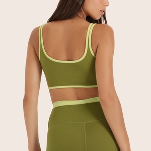 Soutien-gorge de sport et haut de yoga pour femme, nouvelle couleur contrastée, respirant, dos évidé, fermeture élastique à la taille pour la course et le fitness - Product Image 5
