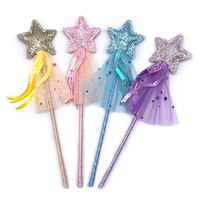 Adornos de hadas para fiesta de Halloween, Varita de hada mágica con brillo, varita de estrellas, PGAC3979