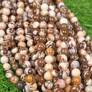 卸売4/6/8/10/12mm天然石オーストラリアゼブラジャスパーラウンドルーズスペーサービーズジュエリー作り - Product Image 3