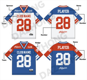 高性能OEM定制团队名称橄榄球上衣衬衫厂家直销防缩男士涤纶美式足球t恤 - Product Image 4