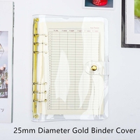 Couverture de classeur A5 en PVC transparent, rechargeable, pour carnet, diamètre 25 mm ou 30 mm, couverture de planificateur à 6 anneaux