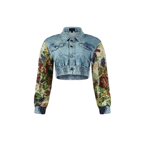 กางเกงยีนส์เดนิมพิมพ์ลายคัลเลอร์บล็อก ชุดลำลองผู้หญิง 2 ชิ้น แฟชั่น - Product Image 5