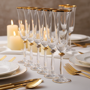 Flûte à champagne en <span class=keywords><strong>cristal</strong></span> soufflé à la main avec bord doré, sans plomb, en gros, vaisselle <span class=keywords><strong>de</strong></span> luxe pour restaurant - Product Image 5