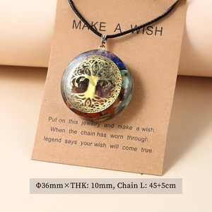 Orgone naturel 7 Chakra arbre de vie pendentif rond collier femmes mixte cristal puce <span class=keywords><strong>pierre</strong></span> réglable énergie de guérison <span class=keywords><strong>bijoux</strong></span> - Product Image 5