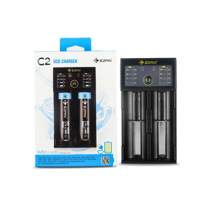 Eizfan C2 USB 2 slots LED Intelligent 0.5A 1.0A quick charging battery charger for 3.6V 3.8V rechargeable lithium battery