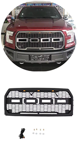 Rejilla de malla estilo Raptor en negro mate con emblema y luz LED para Ford <span class=keywords><strong>F150</strong></span> (modelos 15-17) - Product Image 5