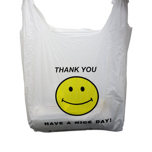 Bolsa de Transporte Transparente de HDPE Barata al por Mayor con Impresión de 'Gracias, Que Tenga un Buen Día' para Uso en Tiendas de Comestibles, Distribución al por Mayor - Product Image 1