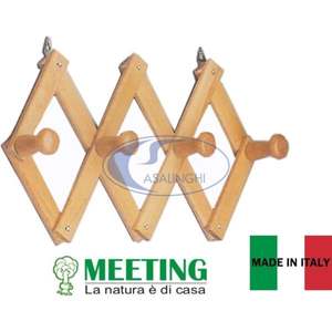 Appendiabiti Estensibile in Legno con 4 Ganci, Altezza 8 cm, Arredamento Naturale per la Casa - Product Image 1