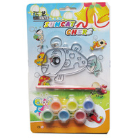 Set Kerajinan Sun Catcher Lukis Jendela DIY dengan Kuas, Plastik 6 Warna, Logo Kustom Grosir, untuk Hadiah Anak